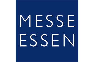 Messe Essen Logo in dunkelblau und weiß